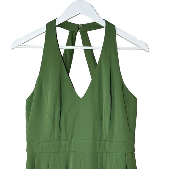 Dessy Collection V-Neck Backless Pleated Jumpsuit Vineyard Green Women 8R NWT - Picture 5 of 10